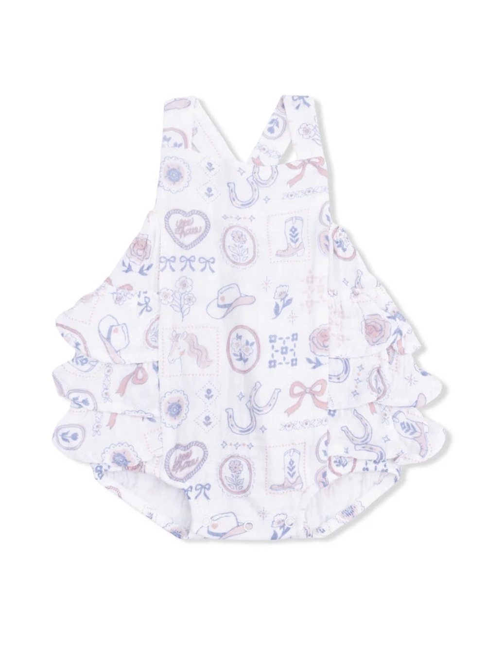 Angel Dear Western Heirlooms Ruffle Sunsuit Romper 0-3 3-6 6-12 12-18 18-24